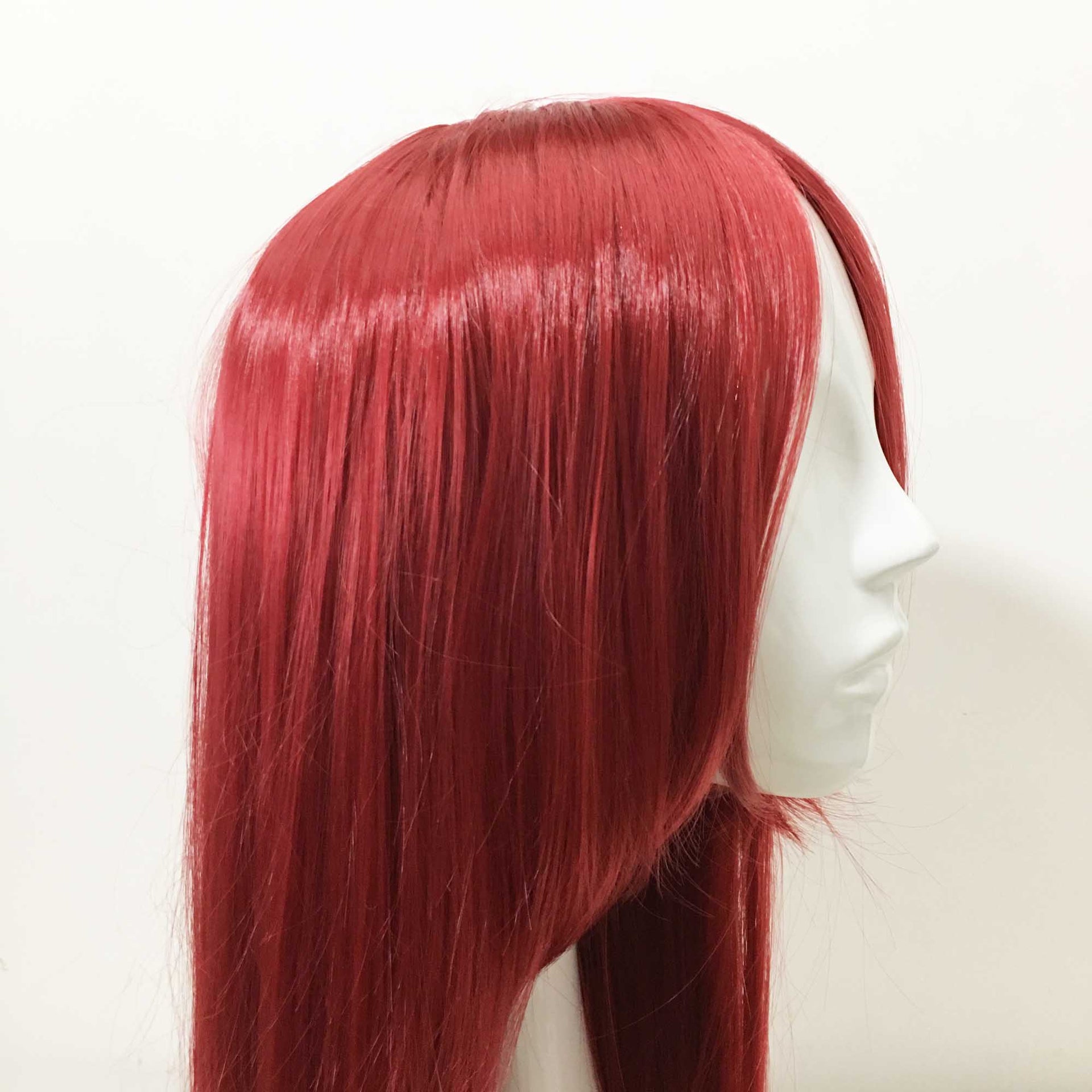 nevermindyrhead Women Red Extra Long Straight Long Bangs Middle Part Cosplay Wig
