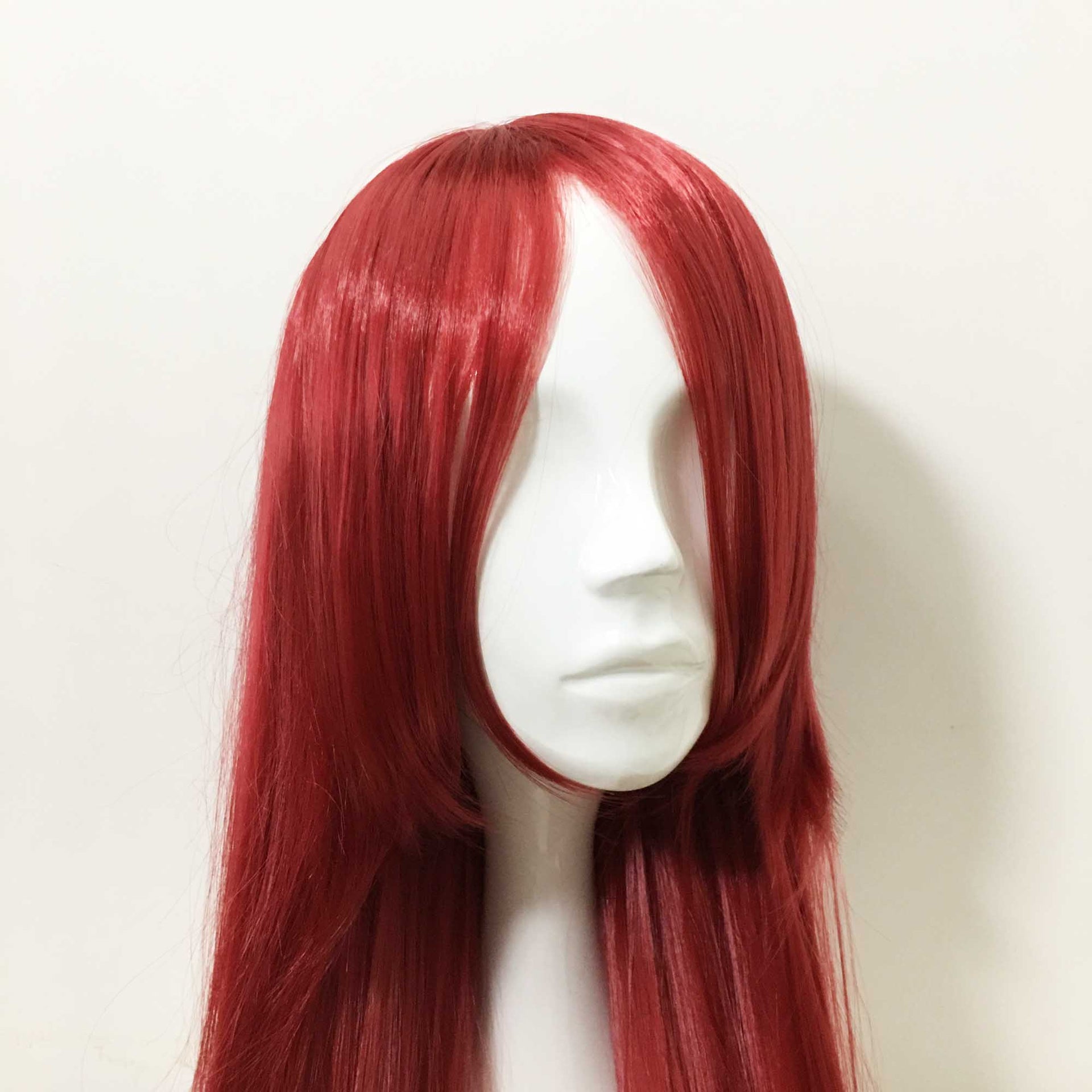 nevermindyrhead Women Red Extra Long Straight Long Bangs Middle Part Cosplay Wig