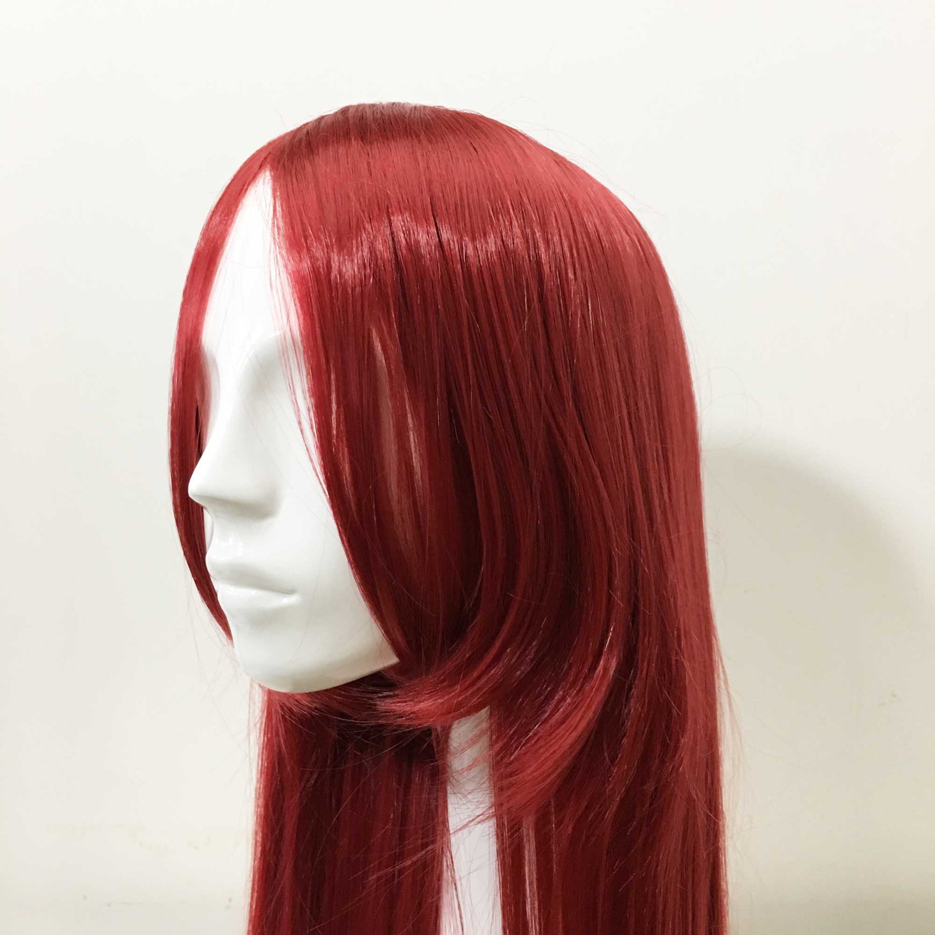 nevermindyrhead Women Red Extra Long Straight Long Bangs Middle Part Cosplay Wig