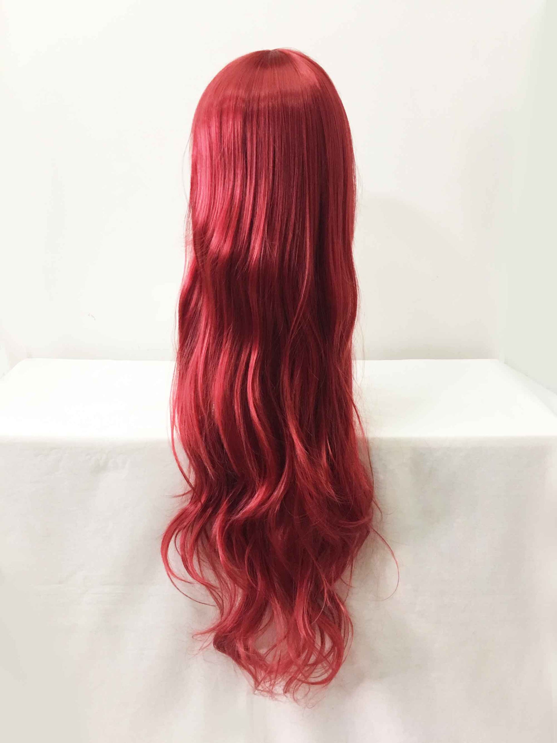 nevermindyrhead Women Red Long Curly Side Swept Bangs Cosplay Wig