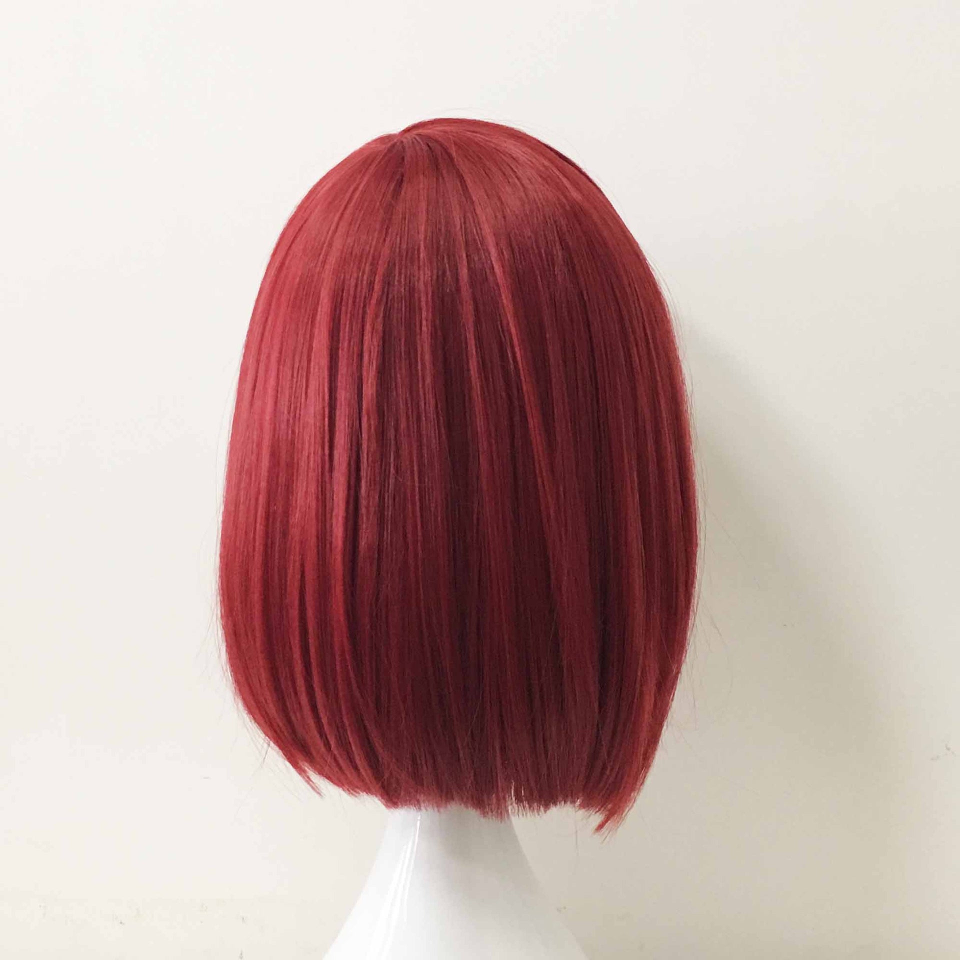 nevermindyrhead Women Red Medium Length Straight Side Swept Bangs Bob Wig