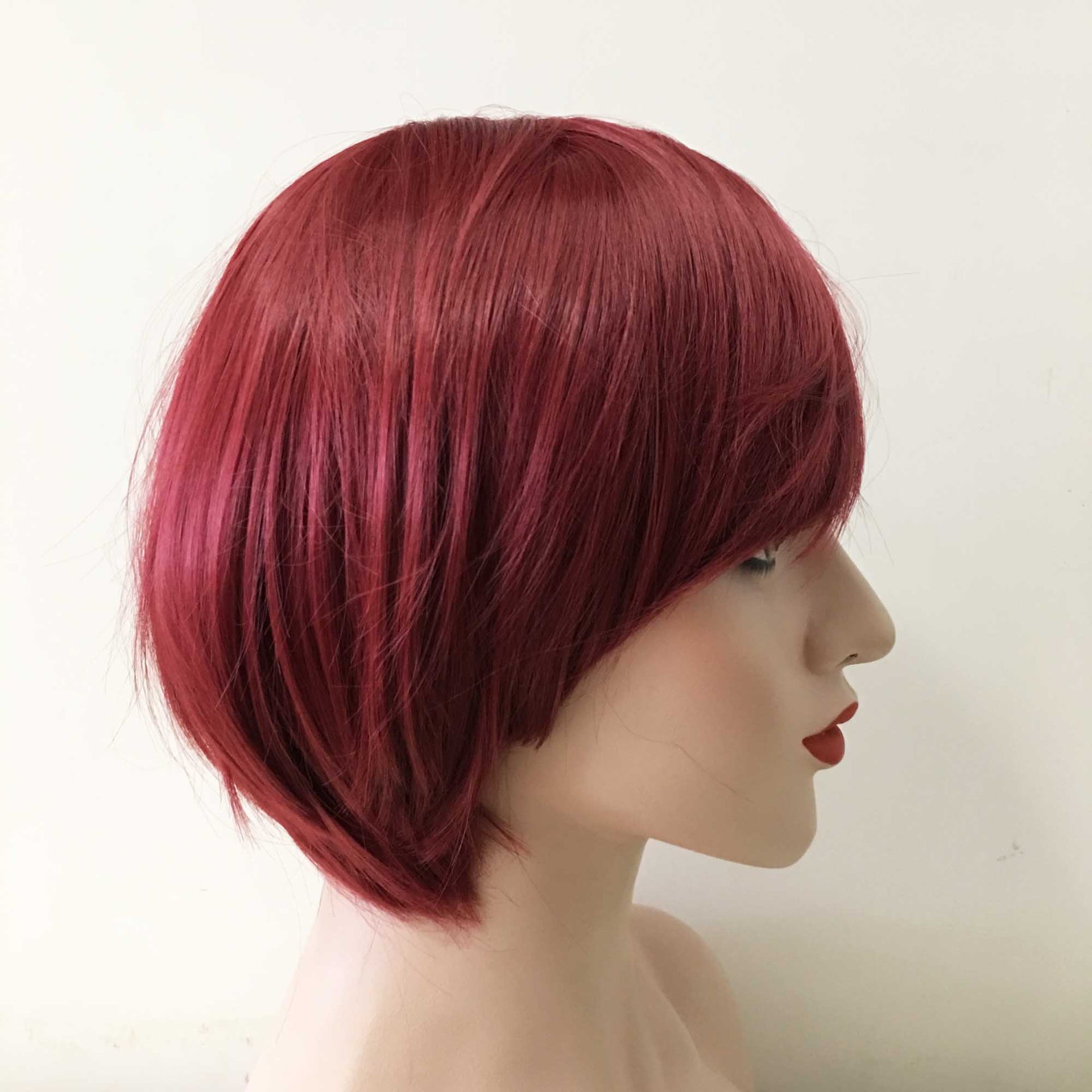 nevermindyrhead Women Red Short Straight Side Swept Bangs Wig