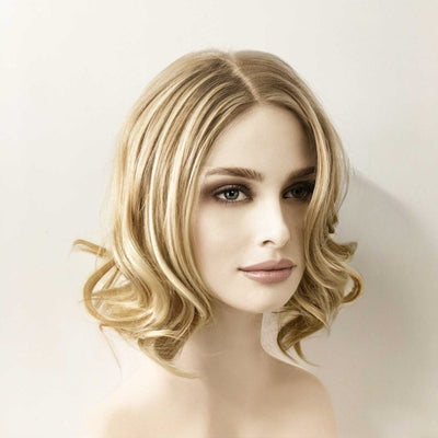 Women Short Blonde Bob Bouncy Curly Side Part Wig