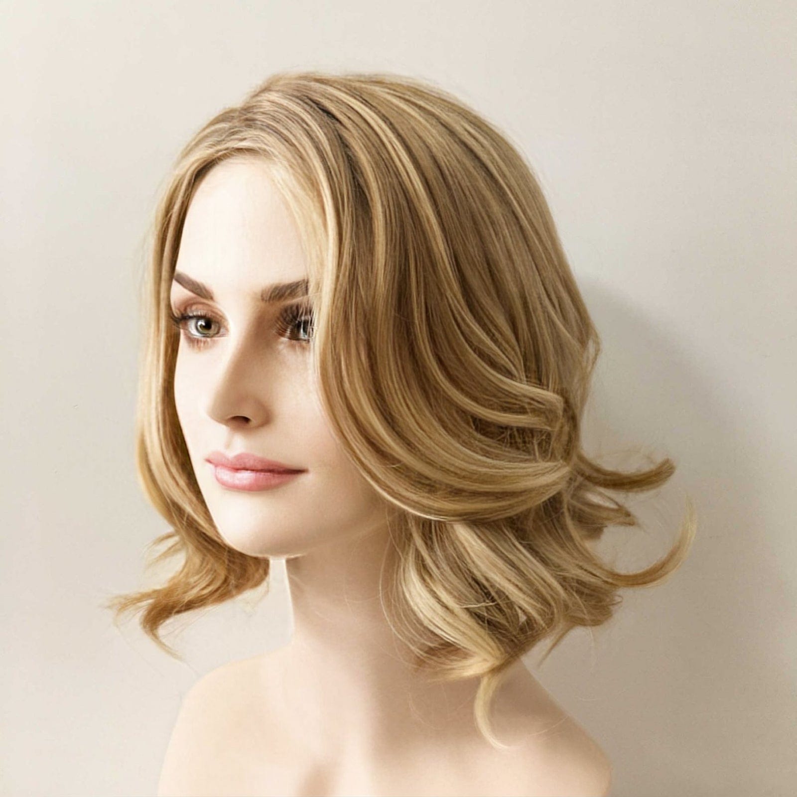 nevermindyrhead Women Short Blonde Bob Bouncy Curly Side Part Wig