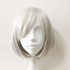 Women Silver White Short Straight Fringe Bangs Bob Cosplay Wig