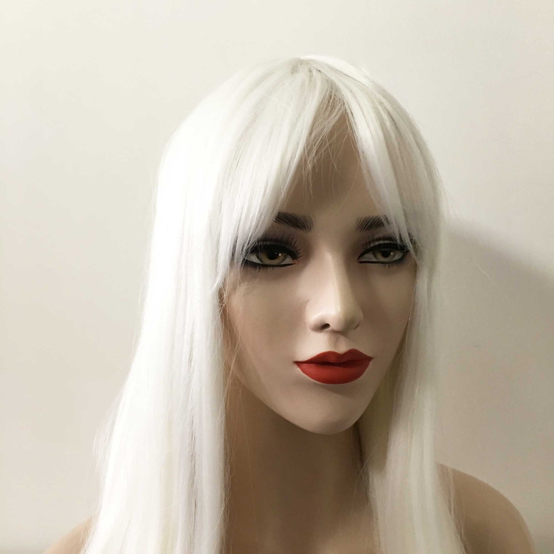 nevermindyrhead Women Snow White Long Straight Fringe Bangs Wig