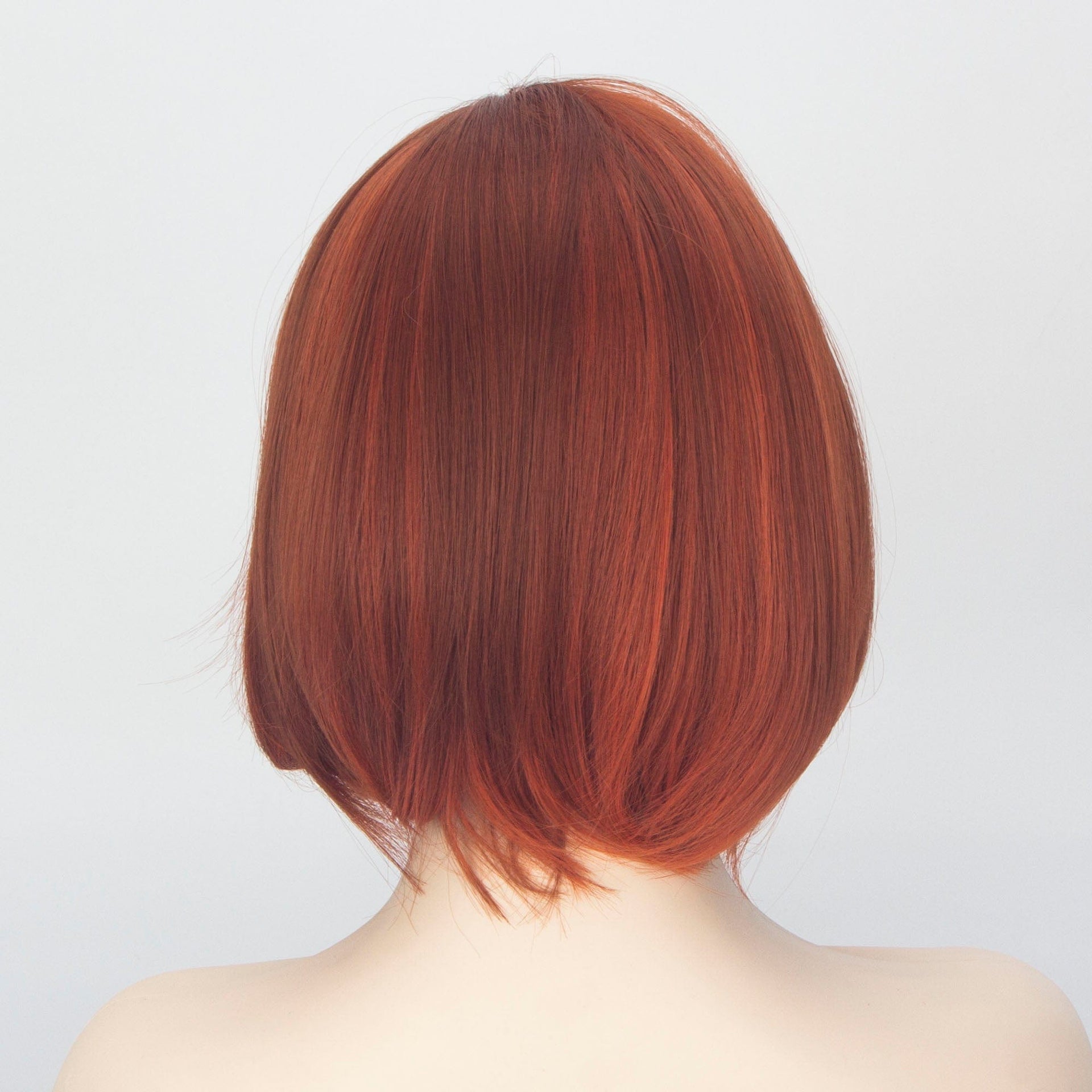 nevermindyrhead Women Sunset Reddish Orange Short Straight Bob Side Part Wig