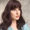 Women Very Dark Brown Long Natural Wavy Fringe Bangs Wig